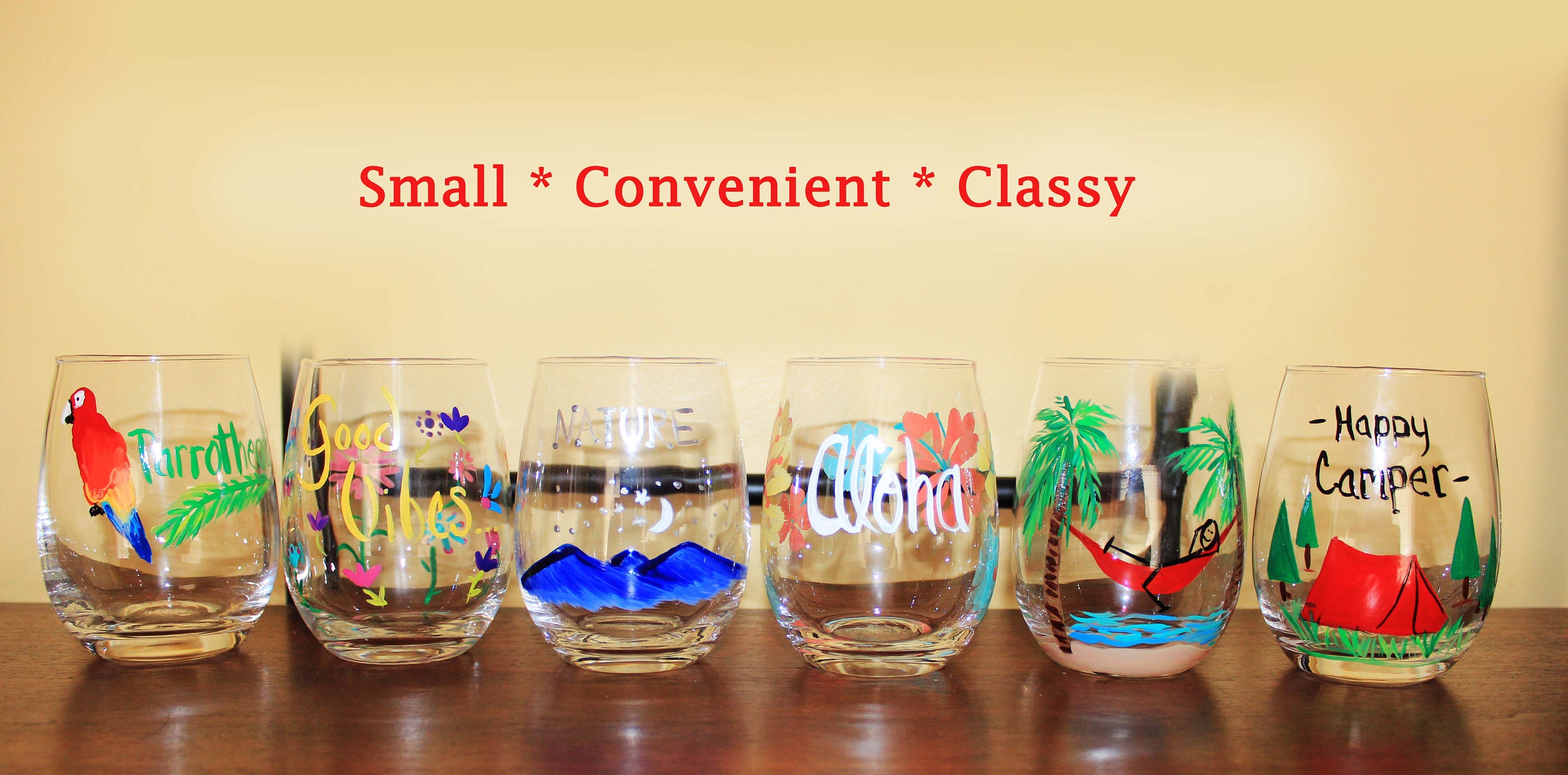Stemless wine glasses Small Wine Glasses Travel wine glass Etsy