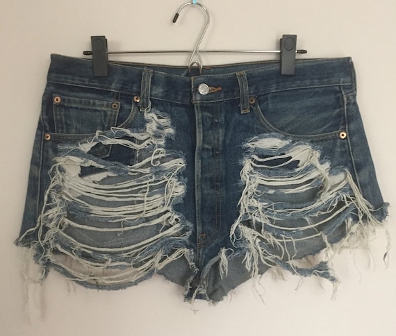 Vintage Levis 501 Thrashed Jean Shorts - image 1