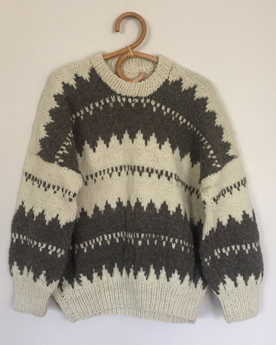 Vintage Hand Knit Wool Ski Sweater