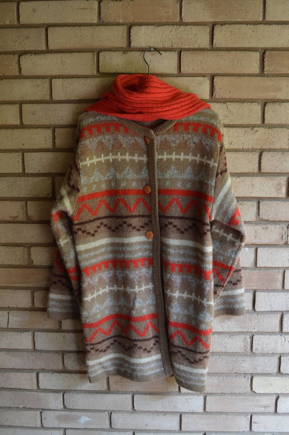 Vintage Southwestern Navajo Sweater Coat with Atta