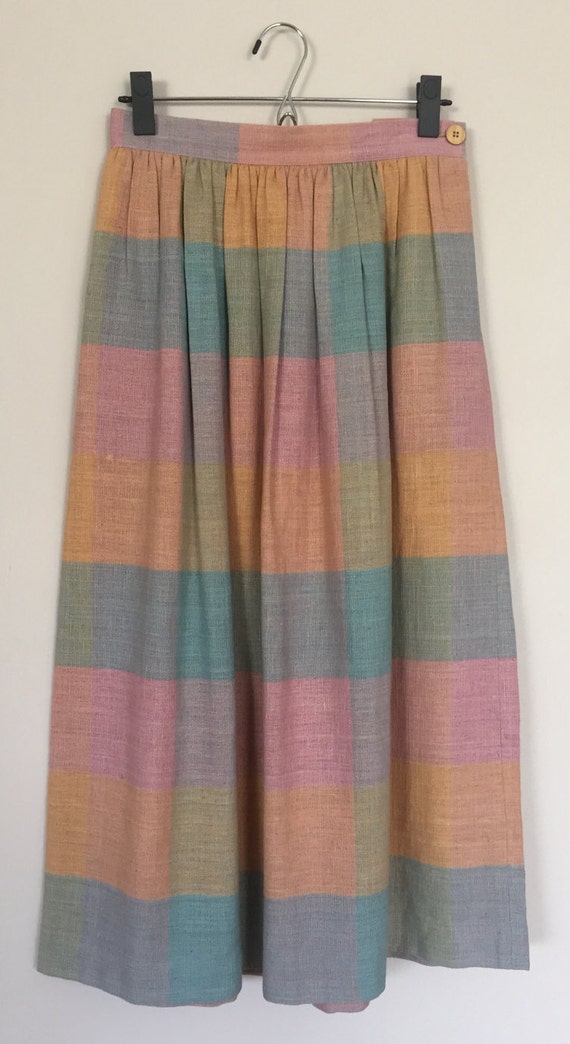 Vintage Prophecy Pastel Plaid Midi Skirt