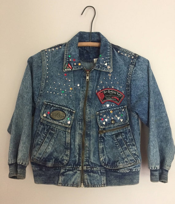 Vintage Studded and Patched Children's Jean Jacket