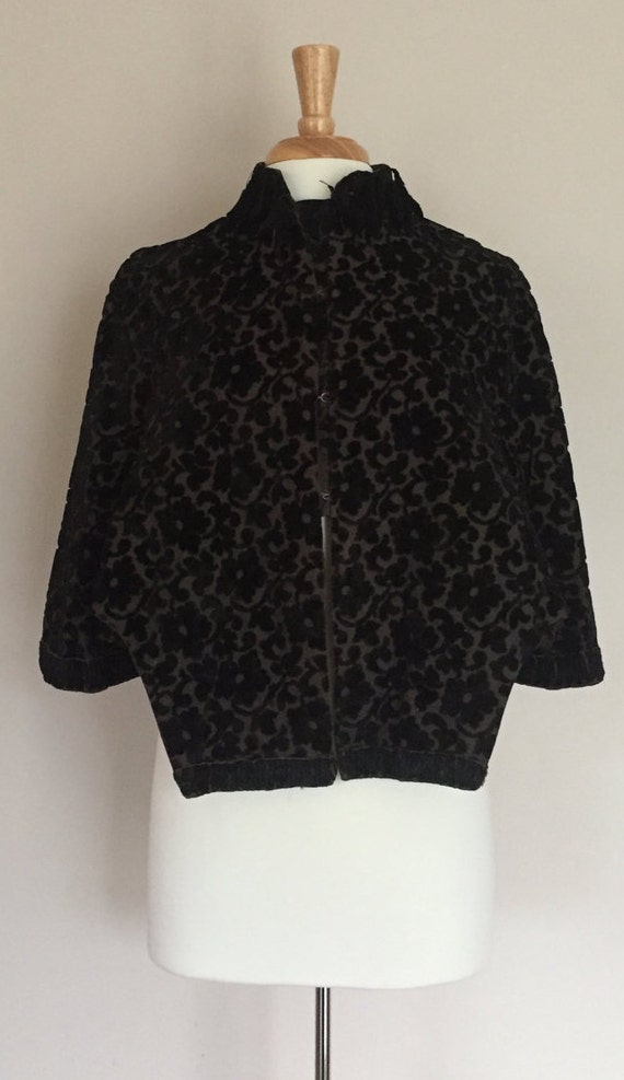 Edwardian Velvet Burnout Mourning Capelet