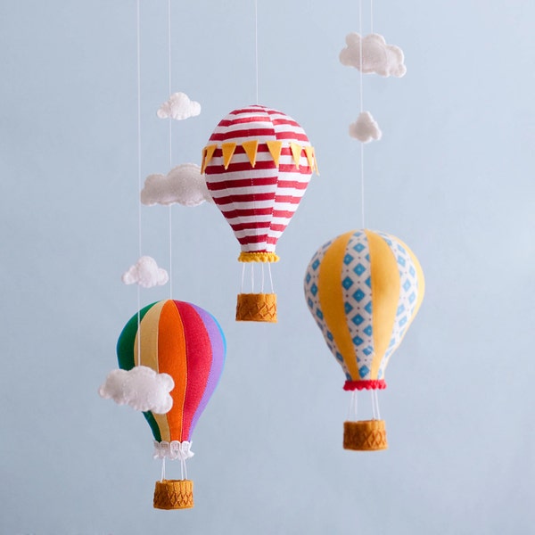 Hot Air Balloon Mobile - Baby Child Mobile - Custom - You Pick Fabric/Color