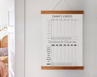 Personalized Chore Chart INSTANT DOWNLOAD Customizable Children's Chore Chart Dry Erase