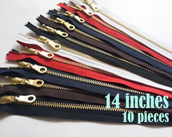 14 inch zipper for backpack 5 pieces DAL14 silver zippers donut pull zipper bag zippers ykk metal zippers brown zippers