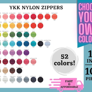 Choose Any 100 Ykk Zippers, 10 Inch, #3 Nylon Coil, Mixed Color Zippers, Bulk Zippers, Closed end, Assorted Set, Your Choice, Mix and Match