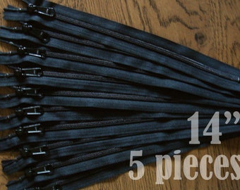 long pull purse zippers, handbag zipper, black zippers, ykk zippers, 14 inch zips, wholesale zippers, bulk zippers - no. 4.5 5 zippers HNL14