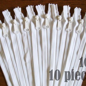 white handbag zippers, long pull zips, white zippers, 16&quot; zippers, ykk zippers, 16 inch zips, wholesale zippers, no. 4.5- 10 zippers HNL16