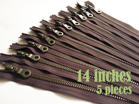 14 inch zipper for backpack 5 pieces DAL14 silver zippers donut pull zipper bag zippers ykk metal zippers brown zippers