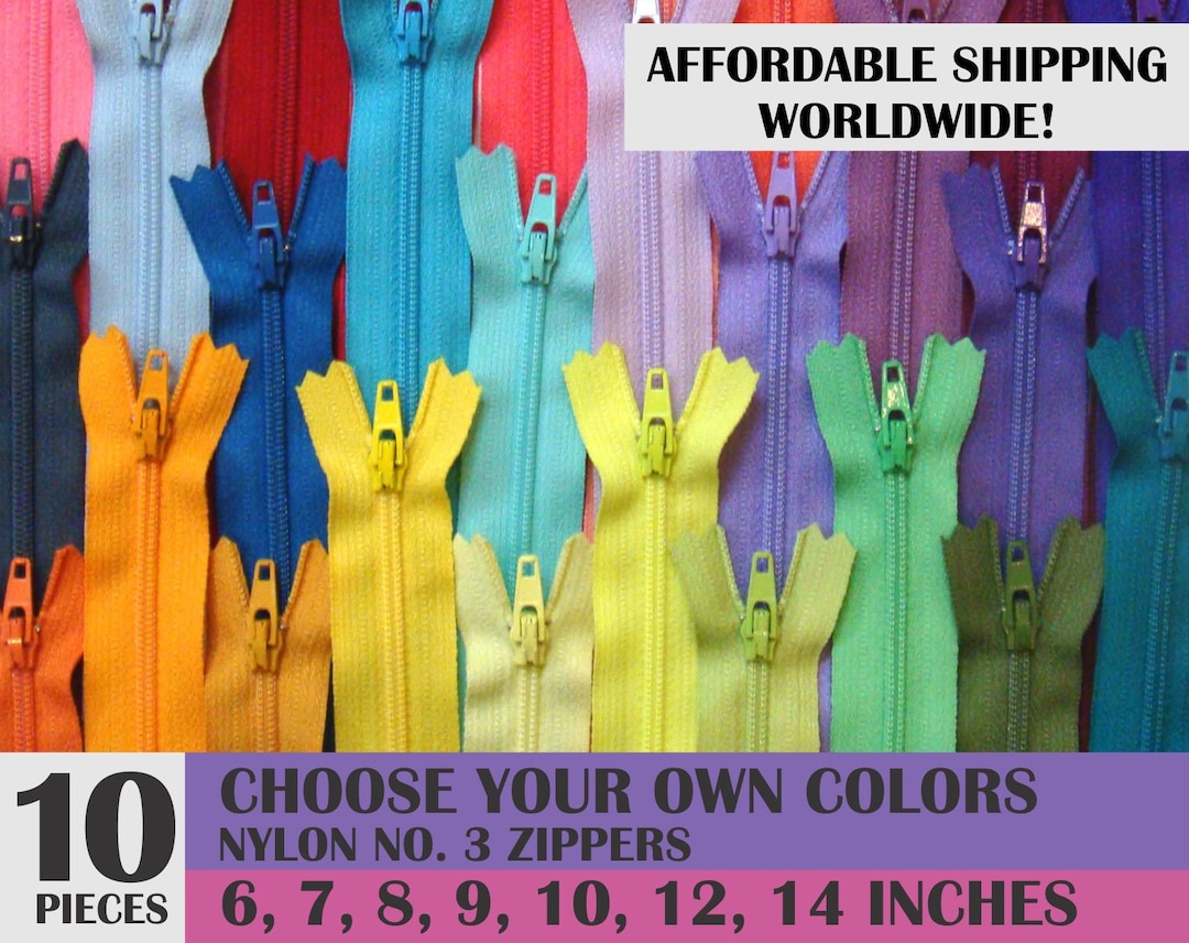 YKK Zippers, Bulk Zippers, Mixed Colors, Nylon Coil, Closed End