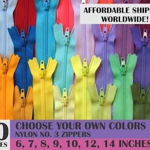 Cerniere YKK, cerniere sfuse, colori misti, spirale in nylon, estremità chiusa, assortite, confezione da 10, scegli i tuoi colori: 6, 7, 8, 9, 10, 12, 14 pollici