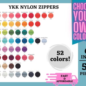 50 Pieces YKK Zippers, 6 Inch, #3 Nylon Coil Zippers, Mix and Match, Your Choice, Choose From 52 Colors Mixed colors, Closed End, Assorted