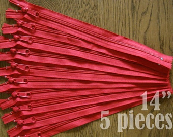 purse zippers, handbag zippers, red zippers, 14" zippers, ykk zippers, 14 inch zips, wholesale zippers - no. 4.5 5 zippers HNL14