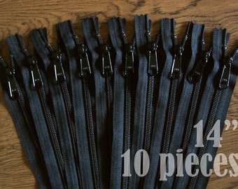 long pull zippers, black handbag zippers, 14" zippers, ykk zippers, 14 inch zips, wholesale zippers, bulk zippers, no. 4.5- 10 zippers HNL14