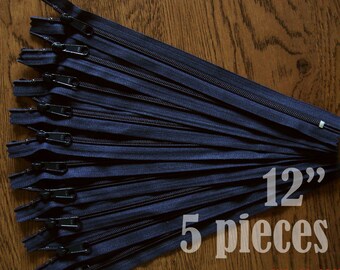 handbag zippers, Navy blue zippers, purse zippers, handbag zippers, 12" zippers, ykk zippers, wholesale zippers - no. 4.5 5 zippers HNL12