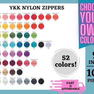Choose 100 YKK Zippers, 9 Inch, #3 Nylon Coil Zippers, Mix and Match, Your Choice, 52 Colors Available, Mixed colors, Closed End, Assorted