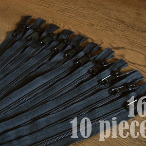 black handbag zippers, purse zippers, black zippers, 16&quot; zippers, ykk zippers, 16 inch zips, wholesale zippers, no. 4.5- 10 zippers HNL16