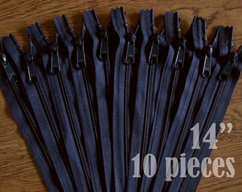 purse zippers, handbag zippers, navy blue zippers, 14" zippers, ykk zippers, 14 inch zips, wholesale zippers - no. 4.5- 10 zippers HNL14
