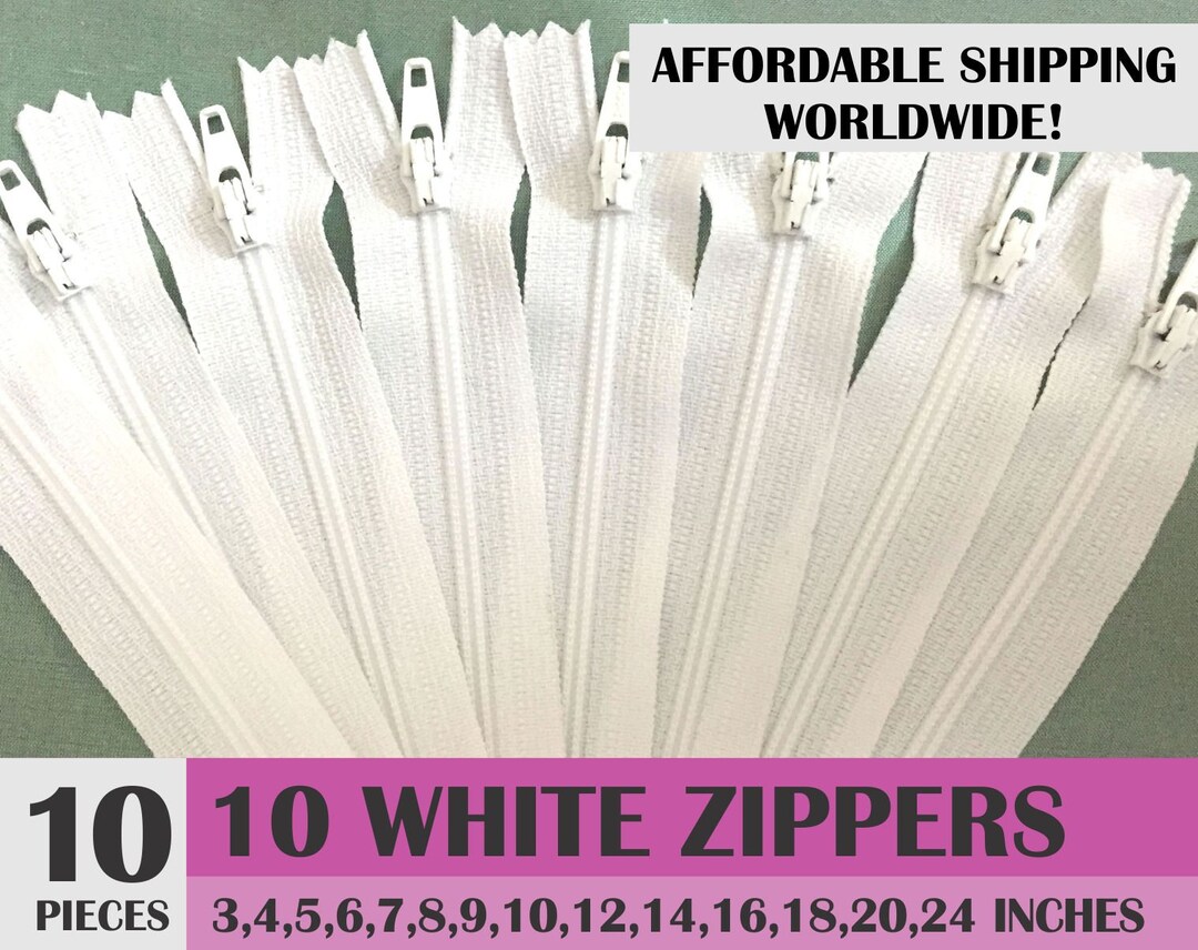 Ykk Zippers White Nylon Zippers Pack of 10 Zips Wholesale Etsy