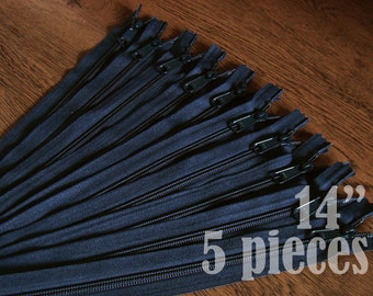 long pull purse zippers, handbag zipper, navy blue zippers, ykk zippers, 14 inch zips, wholesale bulk zippers - no. 4.5 5 zippers HNL14