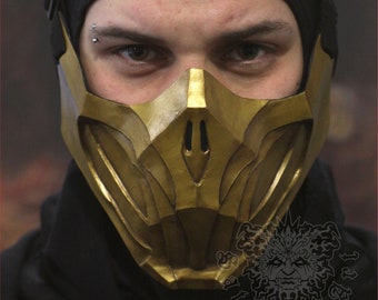 Scorpion Mask Vintage Gold finish Mortal Kombat 11