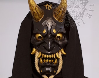 Japanese Black Hannya Oni Mask