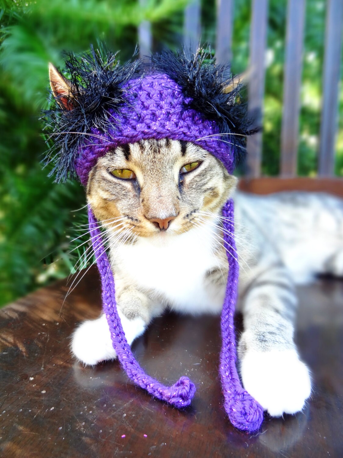 Halloween Cat Hat Costume The Purple and Black Halloween Etsy