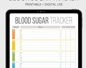 Blood Sugar Tracker -  Printable for Health, Medical, Fitness, Blood Glucose Log - INSTANT DOWNLOAD