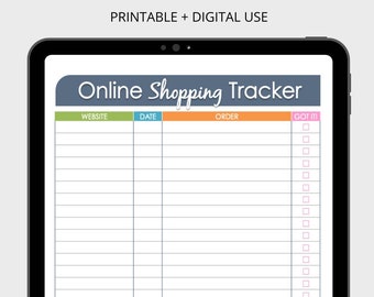 Online Shopping Tracker - Fillable, Organizing Printables , Instant Download