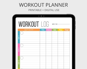Workout-Planer - Übungstagebuch, Gesundheit und Fitness zum ausdrucken, digitaler Planer, Sofortdownload, Fitness-Tagebuch, Fitness-Tracker, ausfüllbares PDF