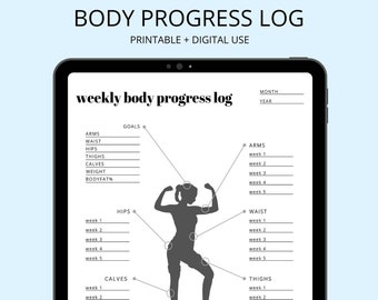 Weekly Body Progress Log - Health Tracker, Body Measurements Tracker, Fitness Tracker, Printable PDF