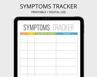 Symptomen Tracker - Afdrukbaar voor gezondheid en medisch, Symptoomlogboek, Houd chronische symptomen bij