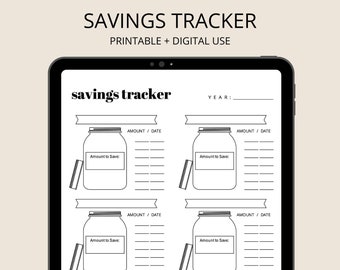 Besparingen Tracker - Mason Jar afdrukbare PDF, besparingenlogboek, maandelijkse besparingentracker, geldpot afdrukbaar, besparingen voor kinderen, besparingenlogboek voor kinderen