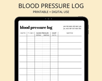 Blood Pressure Tracker - Blood Pressure Log, Medical Printable, Health Tracker, Medical Tracker, Blood Sugar Monitoring, Digital Planner