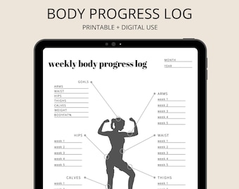 Weekly Body Progress Log - Health Tracker, Body Measurements Tracker, Fitness Tracker, Printable PDF