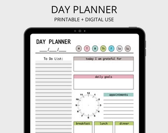 Dagplanner afdrukbaar - invulbare PDF, dagelijkse planner, weekplanner, taken, checklist, digitale planner, direct downloaden, afdrukbare planner