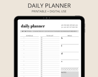 The Daily Planner Page - Printable Planner, Digital Planner, To Do List, Minimalist Planner, Personal Planner