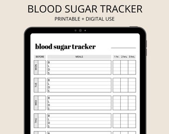 Blood Sugar Tracker -  Printable for Health, Medical, Fitness, Blood Glucose Log - INSTANT DOWNLOAD