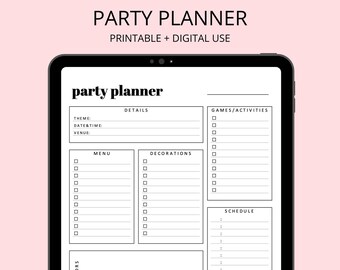 Party Planner Template - Birthday Planner - Event Planner - Party Organizer -