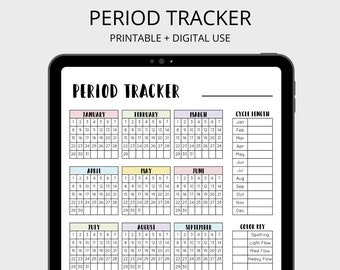 Period Tracker - menstrual cycle tracker, period calendar, printable, digital download, digital period tracker, menstrual log, ttc