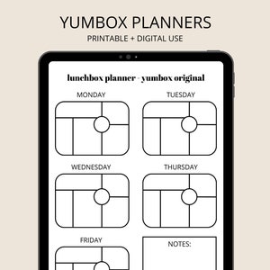 Yumbox Lunchbox Planner Minimalist Digital Planner Page, Printable, Yumbox Snack, Yumbox Panino, Yumbox Original, Yumbox Tapas image 1