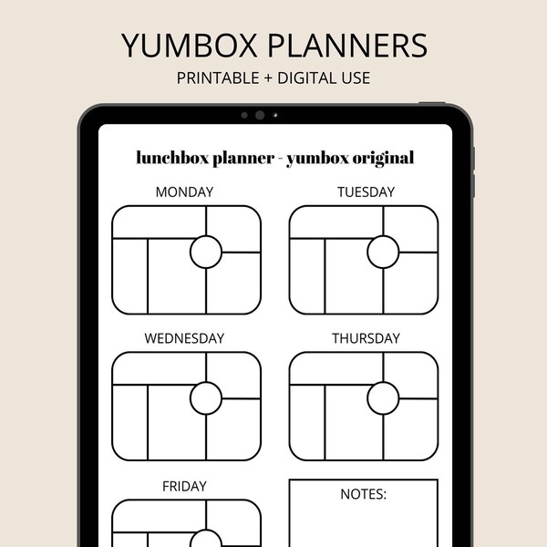 Yumbox Lunchbox Planner - Minimalist Digital Planner Page, Printable, Yumbox Snack, Yumbox Panino, Yumbox Original, Yumbox Tapas