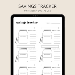 Savings Tracker Mason Jar Printable PDF, Savings Log, Monthly Savings Tracker, Money Jar Printable, Savings for Kids, Kids Savings Log image 1