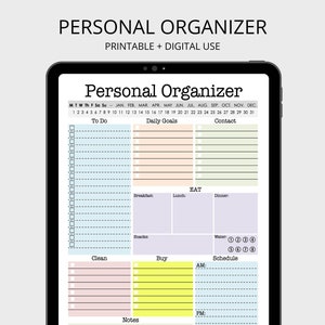 Personal Organizer - Daily planner, weekly planner, to do, checklist, printable planner, digital planner, fillable pdf - INSTANT DOWNLOAD