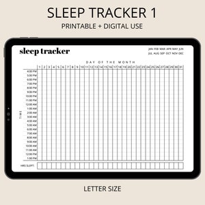 Sleep Tracker Sleep Journal, Sleep Log, Sleep Patterns, Health Tracker, Wellness Tracker, Printable PDF image 1