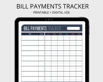 Bill Payments Tracker Plus - Afdrukbare PDF, Invulbare PDF, Personal Finance Tracker, Bill Tracker, Bill Organizer, Digitale Planner, Download