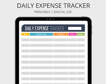 Daily Expense Tracker - Personal Finance Organizing Printable, Fillable PDF, Digital Planner, Expense Planner, Instant Download, Money Log