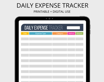 Daily Expense Tracker - Personal Finance Organizing Printable, Fillable PDF, Digital Planner, Expense Planner, Instant Download, Money Log