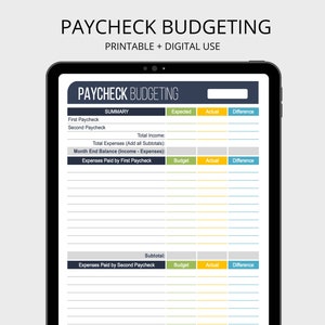 Paycheck Budgeting Worksheet - Fillable - Personal Finance Organizing Printables - INSTANT DOWNLOAD